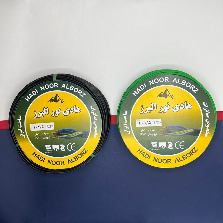 سیم برق افشان 1 در 1.5 و 1 در 2.5 هادی نور البرزccaمدل 2.5BK - 1.5G بسته دو عددی