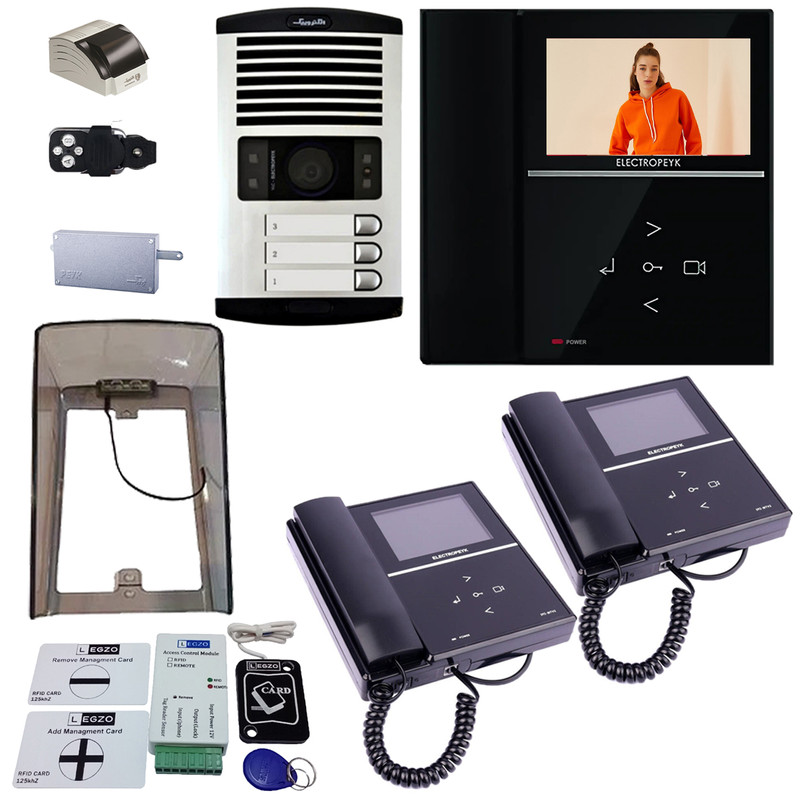 دربازکن تصویری الکتروپیک مدل FD/1086/3/592/Black سه واحدی همراه با ماژول ریموت دار لگزو