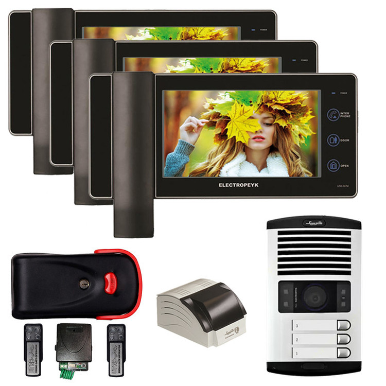 دربازکن تصویری الکتروپیک مدل 1093/ریموت دار/1294 Black/ سه واحدی