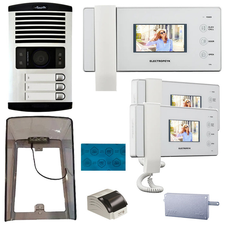 دربازکن تصویری الکتروپیک مدل FD/1086/3/1096/White سه واحدی به همراه محافظ صفحه نمایش