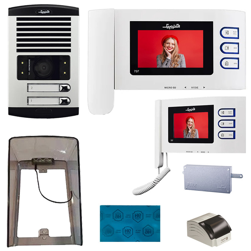 دربازکن تصویری الکتروپیک مدل FD/1086/2/797 دو واحدی به همراه محافظ صفحه نمایش